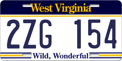 WV license plate 2ZG154