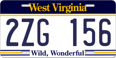 WV license plate 2ZG156