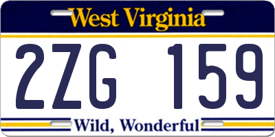 WV license plate 2ZG159