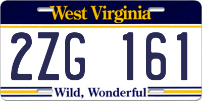 WV license plate 2ZG161