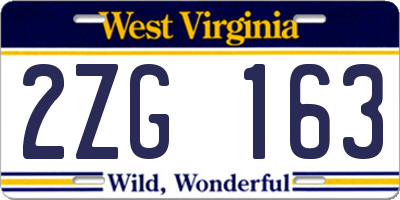 WV license plate 2ZG163