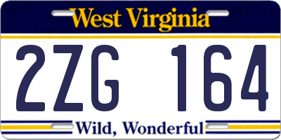 WV license plate 2ZG164