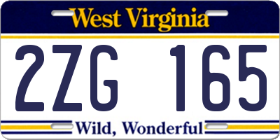WV license plate 2ZG165