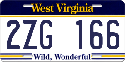 WV license plate 2ZG166