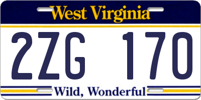 WV license plate 2ZG170