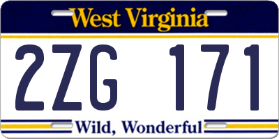 WV license plate 2ZG171