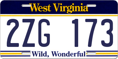 WV license plate 2ZG173