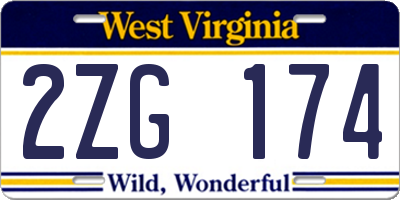 WV license plate 2ZG174
