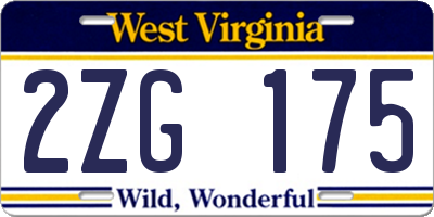 WV license plate 2ZG175