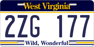 WV license plate 2ZG177