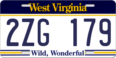 WV license plate 2ZG179
