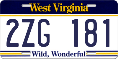 WV license plate 2ZG181