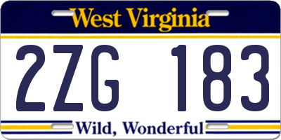 WV license plate 2ZG183