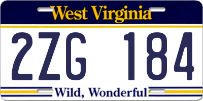 WV license plate 2ZG184