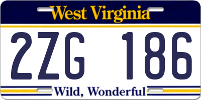 WV license plate 2ZG186