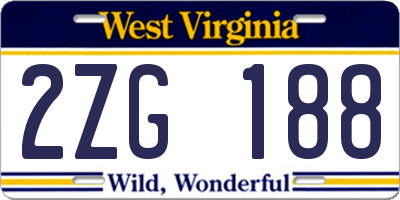 WV license plate 2ZG188