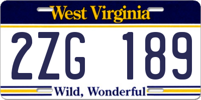 WV license plate 2ZG189
