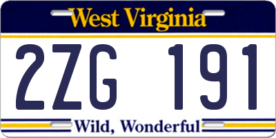 WV license plate 2ZG191