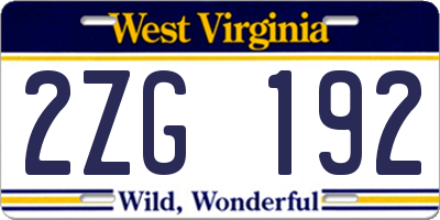 WV license plate 2ZG192