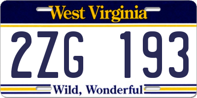 WV license plate 2ZG193