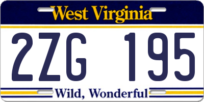 WV license plate 2ZG195