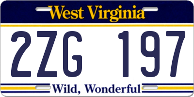 WV license plate 2ZG197