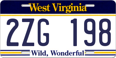 WV license plate 2ZG198