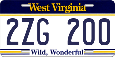 WV license plate 2ZG200