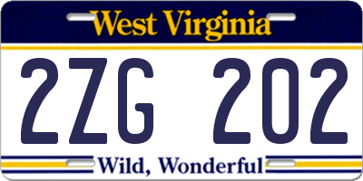 WV license plate 2ZG202