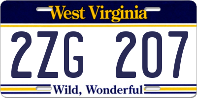 WV license plate 2ZG207