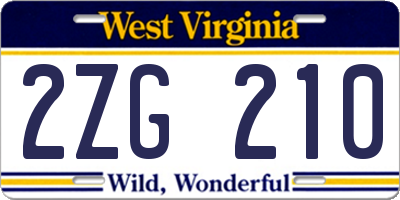 WV license plate 2ZG210