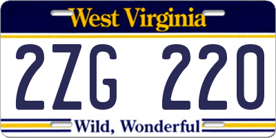WV license plate 2ZG220