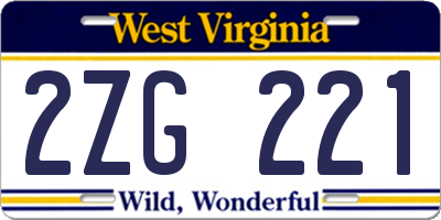 WV license plate 2ZG221
