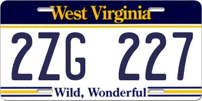 WV license plate 2ZG227