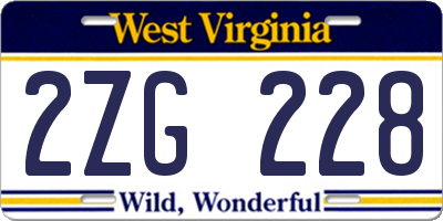 WV license plate 2ZG228