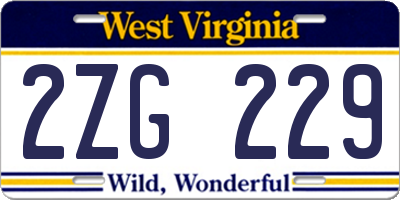 WV license plate 2ZG229