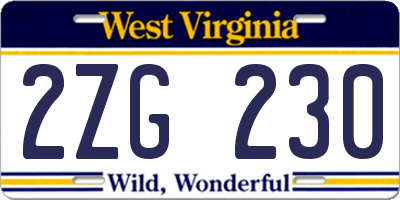 WV license plate 2ZG230
