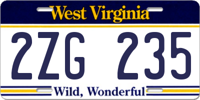 WV license plate 2ZG235
