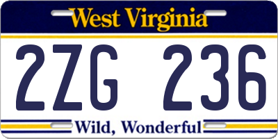 WV license plate 2ZG236