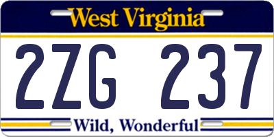 WV license plate 2ZG237