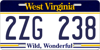 WV license plate 2ZG238