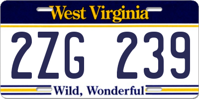 WV license plate 2ZG239