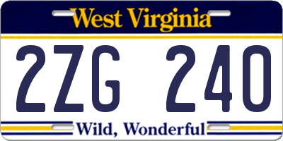 WV license plate 2ZG240
