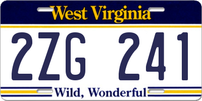 WV license plate 2ZG241