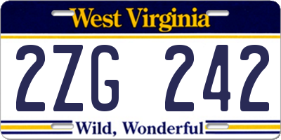 WV license plate 2ZG242