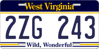 WV license plate 2ZG243