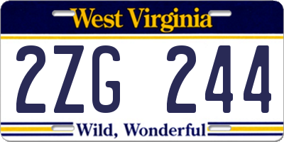 WV license plate 2ZG244