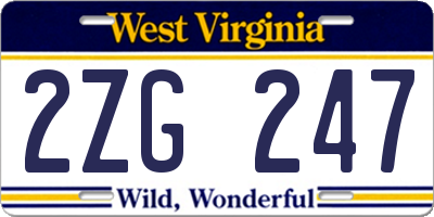WV license plate 2ZG247