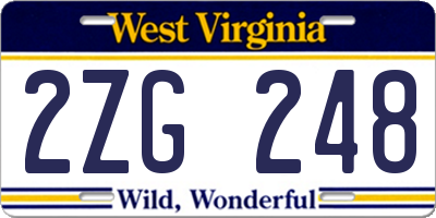 WV license plate 2ZG248