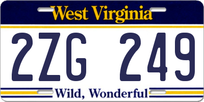 WV license plate 2ZG249